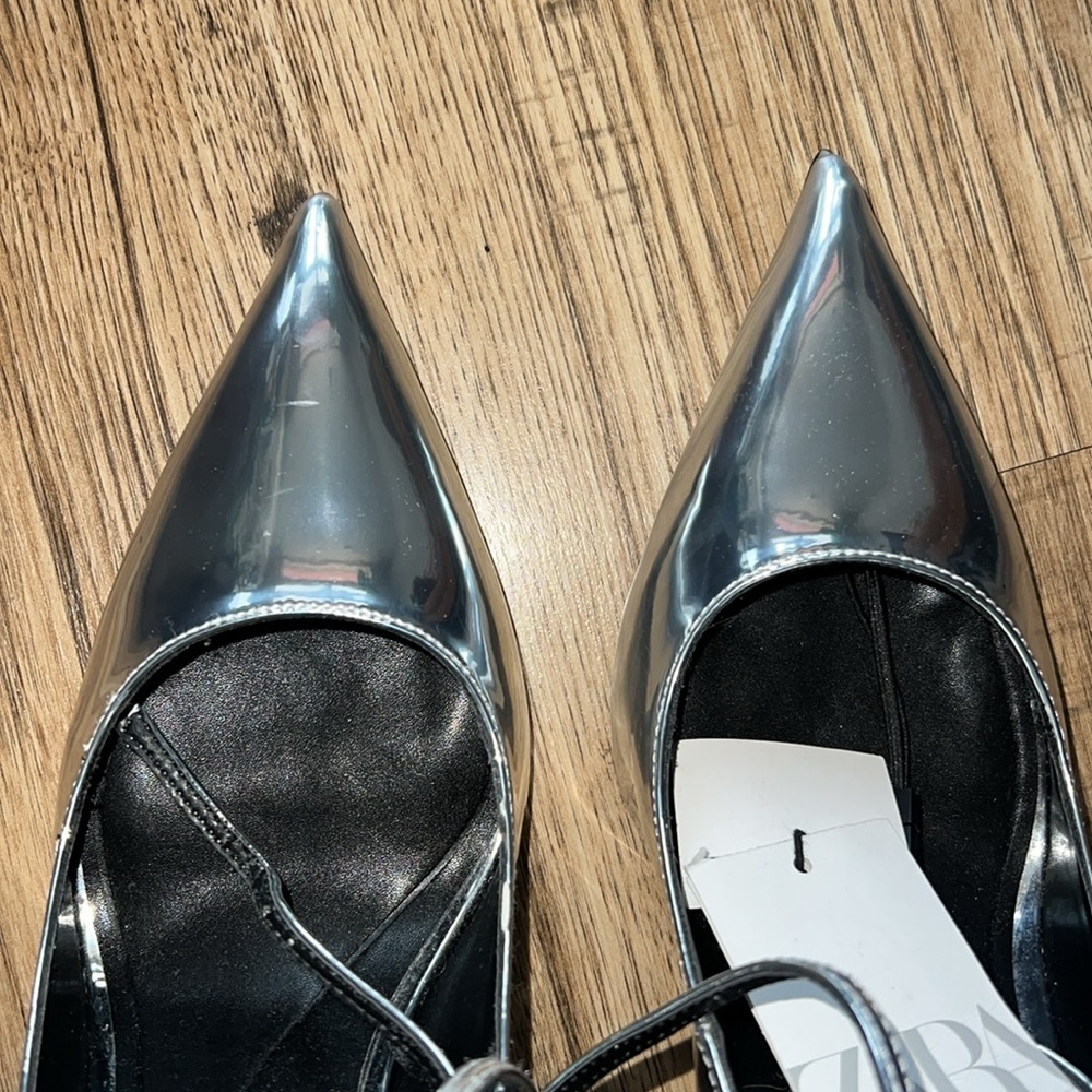 NEW! Zara Silver Metallic Heels Size 42 or 11 (US) - Picture 9 of 13